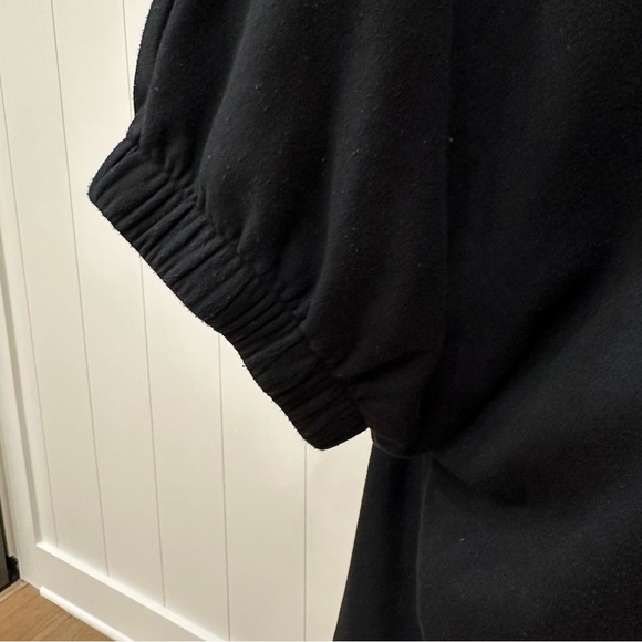 KENZIE Ballet Neck Cotton Mini Dress in Black with Gathered 1/2 Sleeve Detail —M - Picture 2 of 5